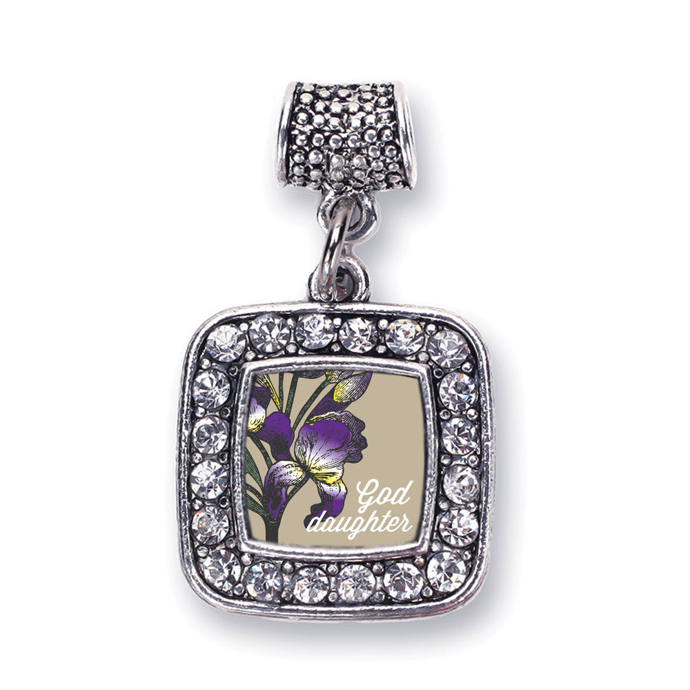 God Daughter Iris Flower Square Charm