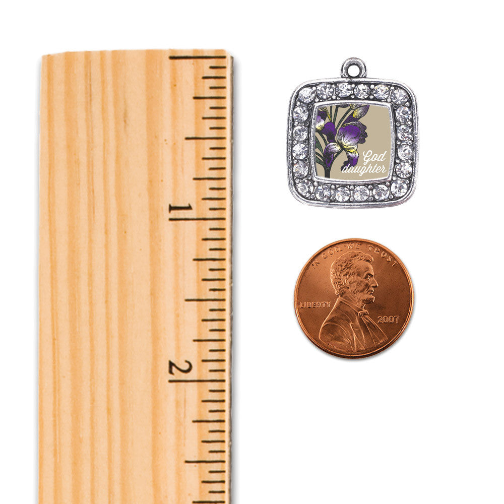 God Daughter Iris Flower Square Charm