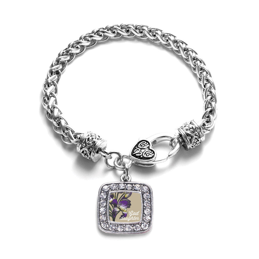God Daughter Iris Flower Square Charm