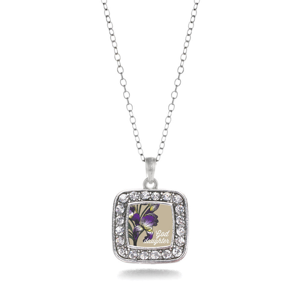 God Daughter Iris Flower Square Charm