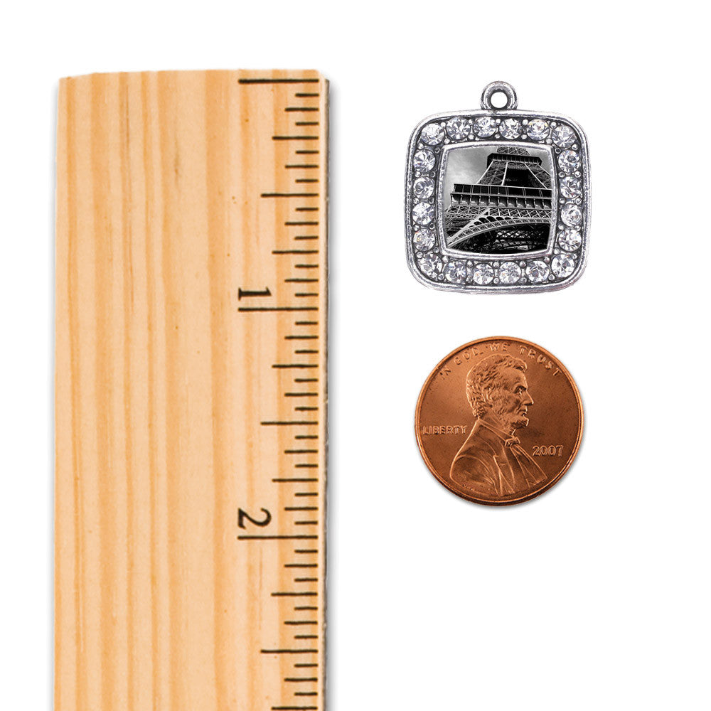 Black and Grey Eiffel Tower Square Charm