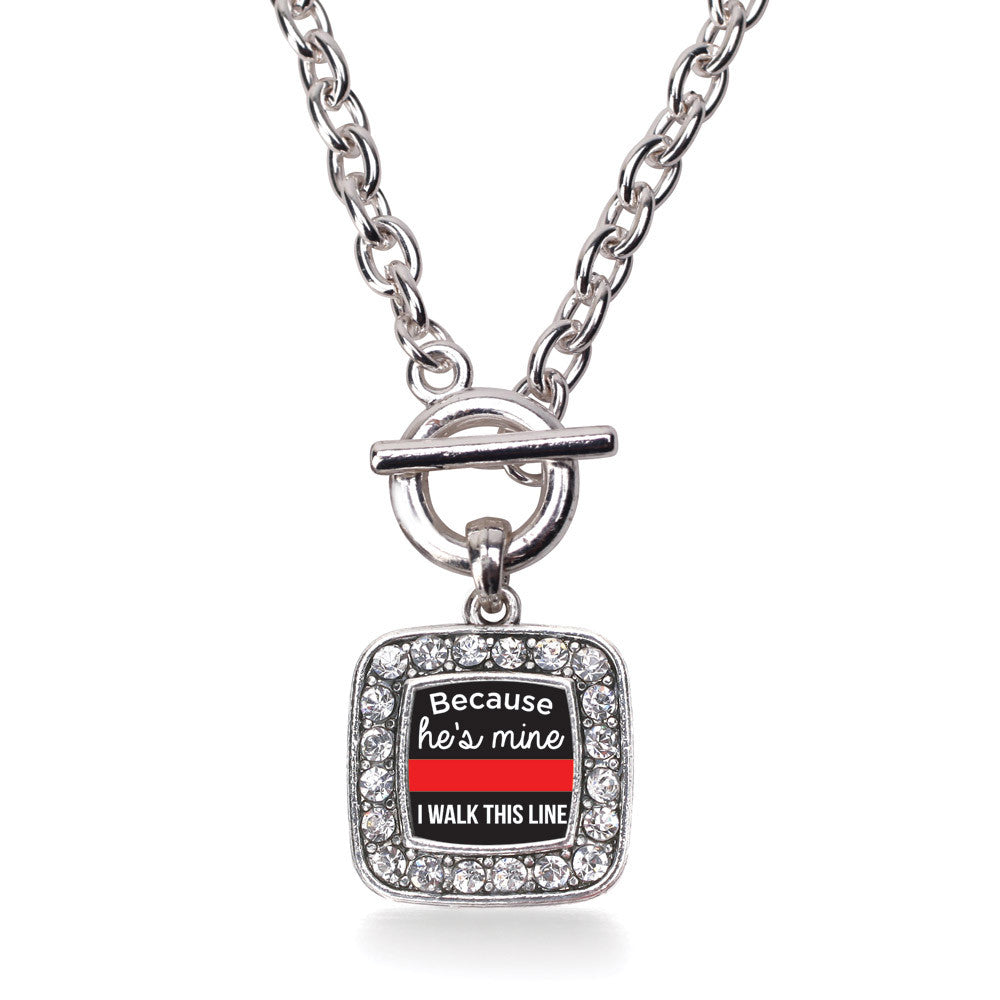 Because He's Mine Red Line Square Charm