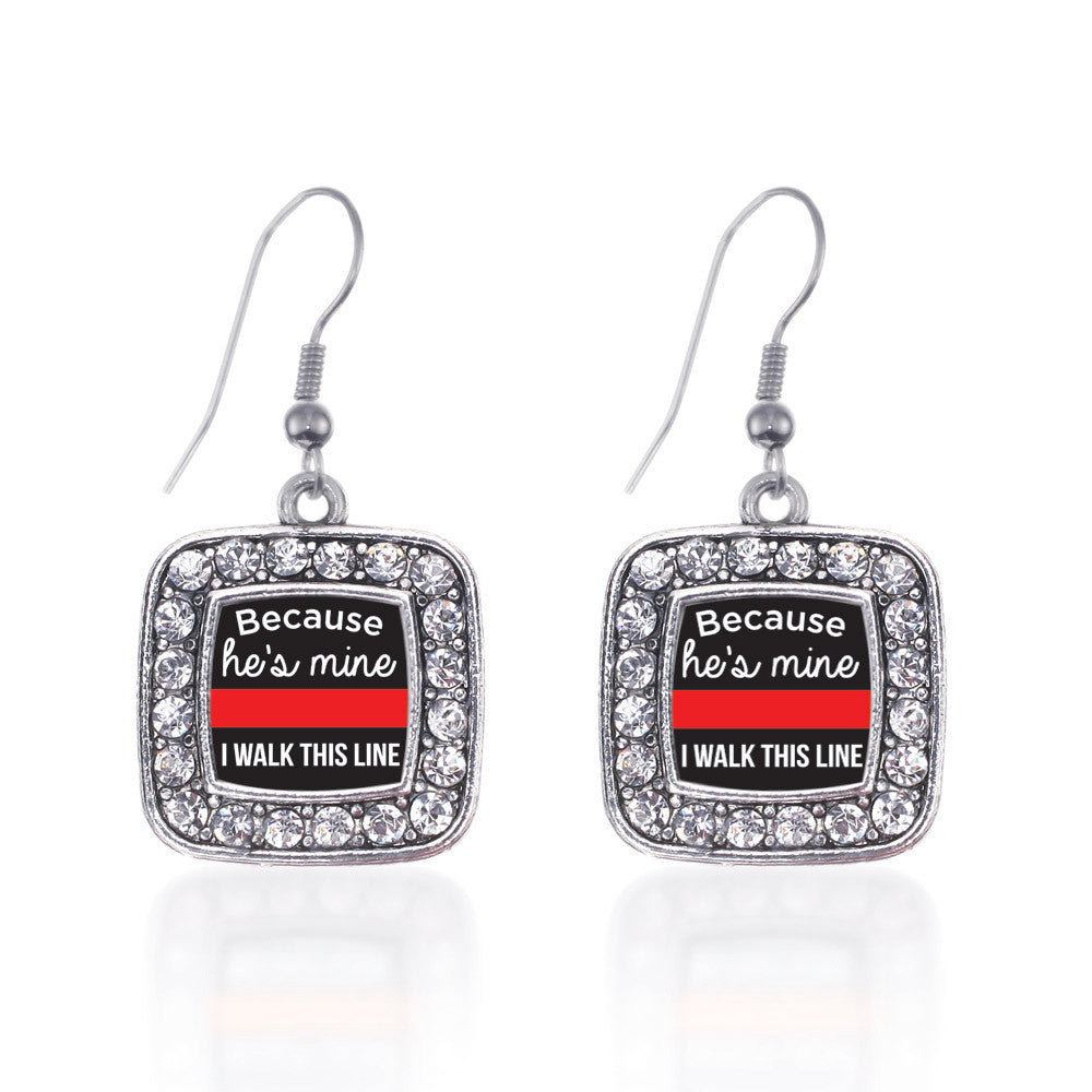 Because He's Mine Red Line Square Charm