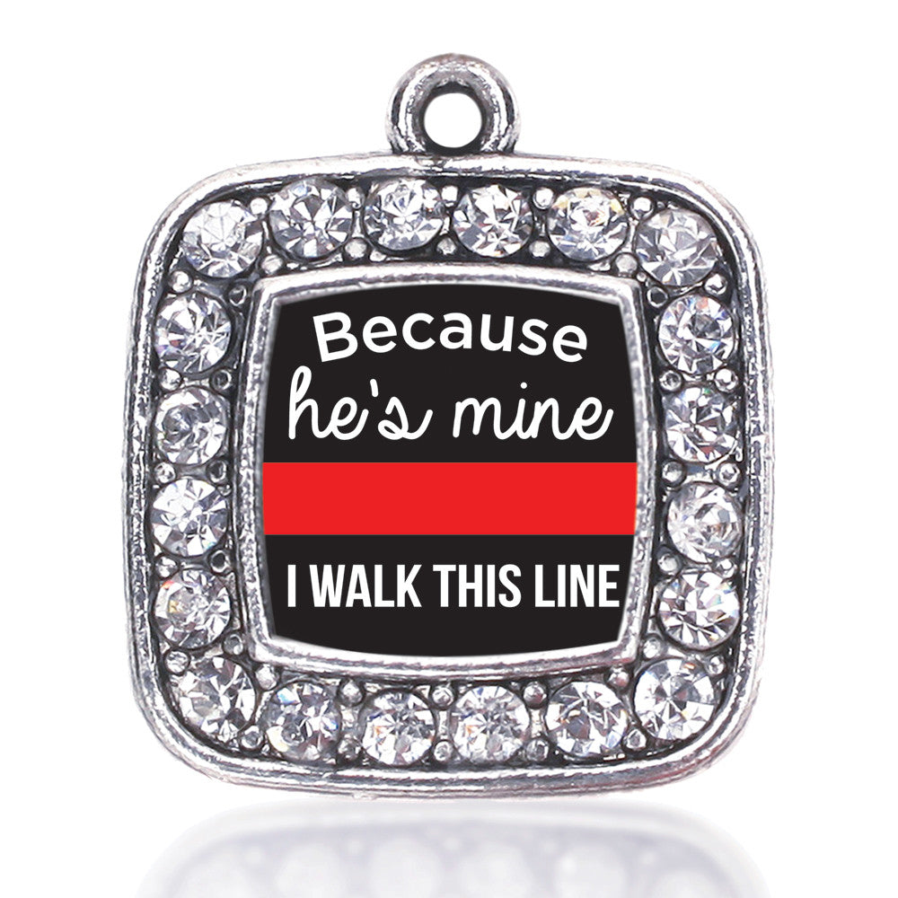 Because He's Mine Red Line Square Charm