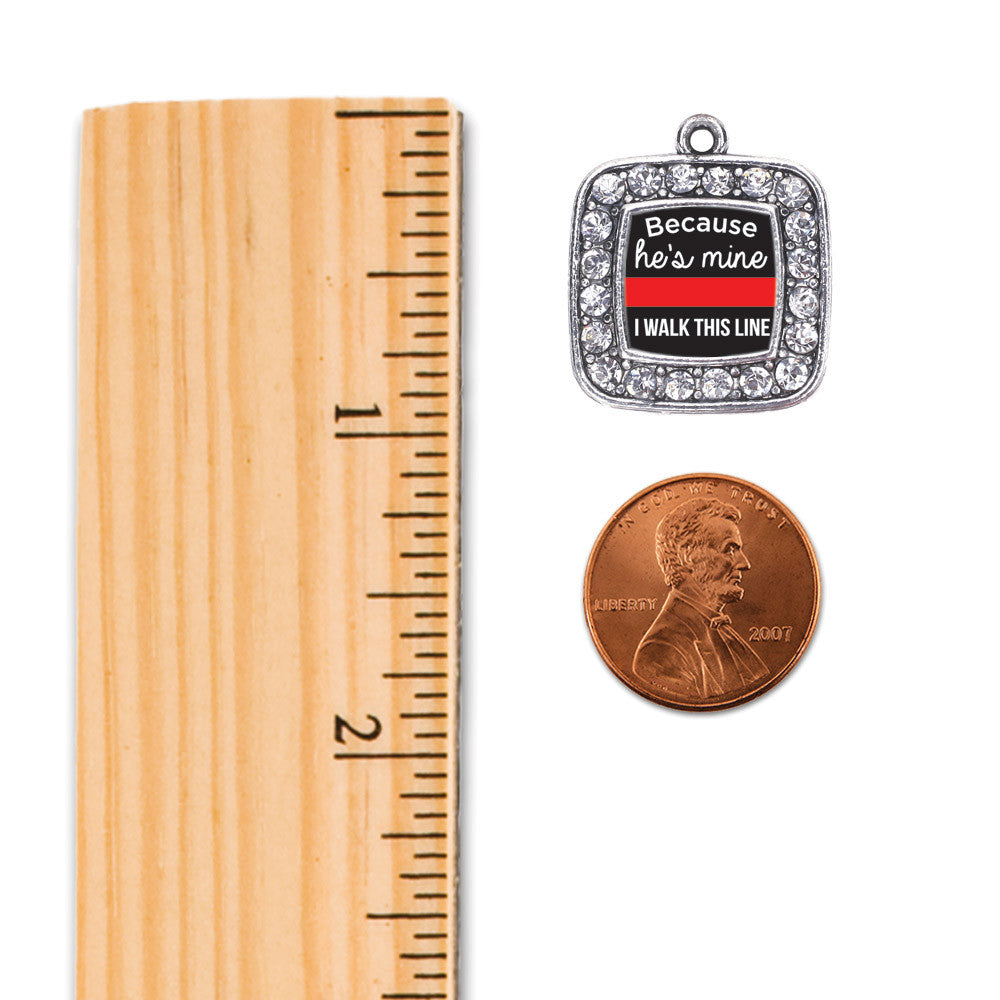 Because He's Mine Red Line Square Charm