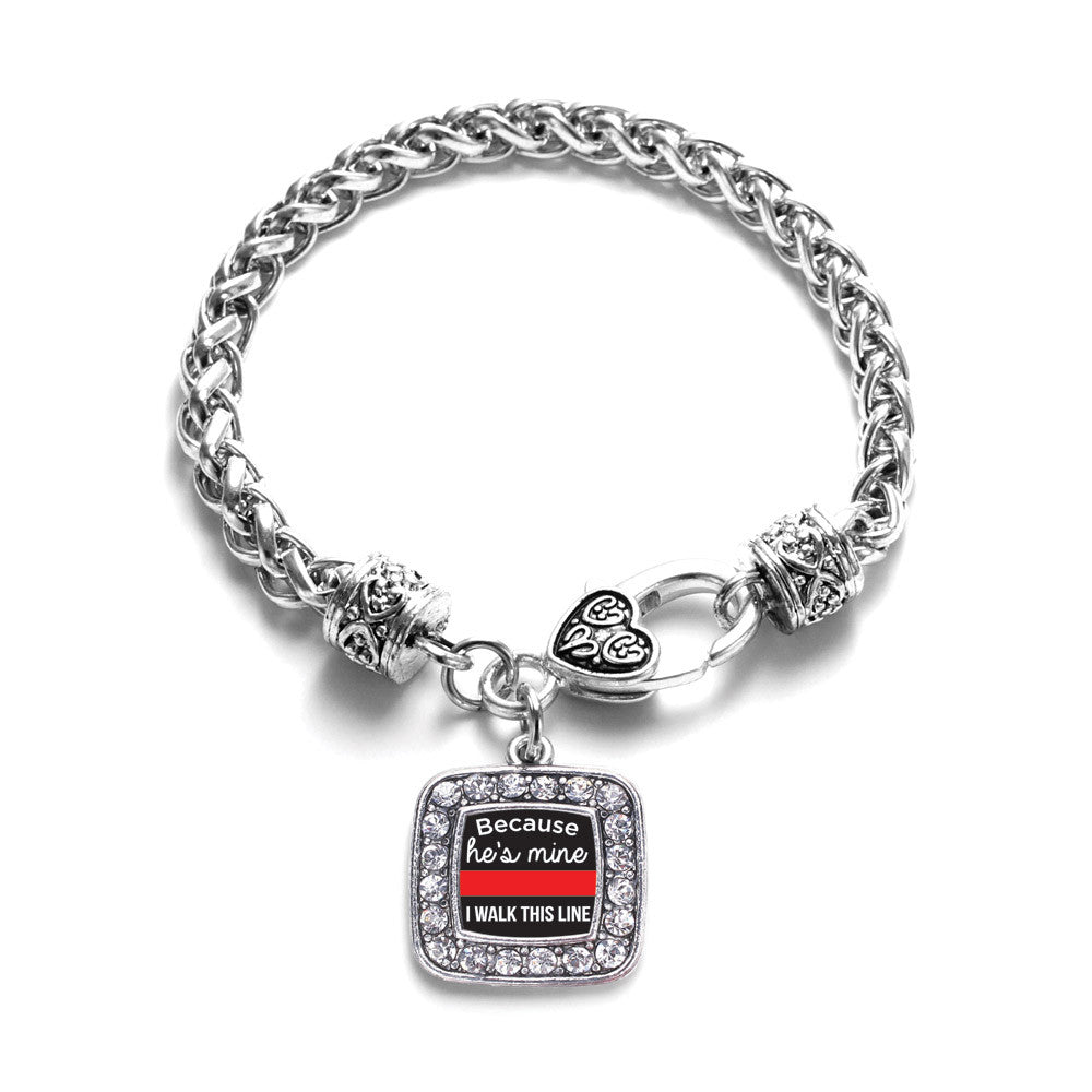 Because He's Mine Red Line Square Charm
