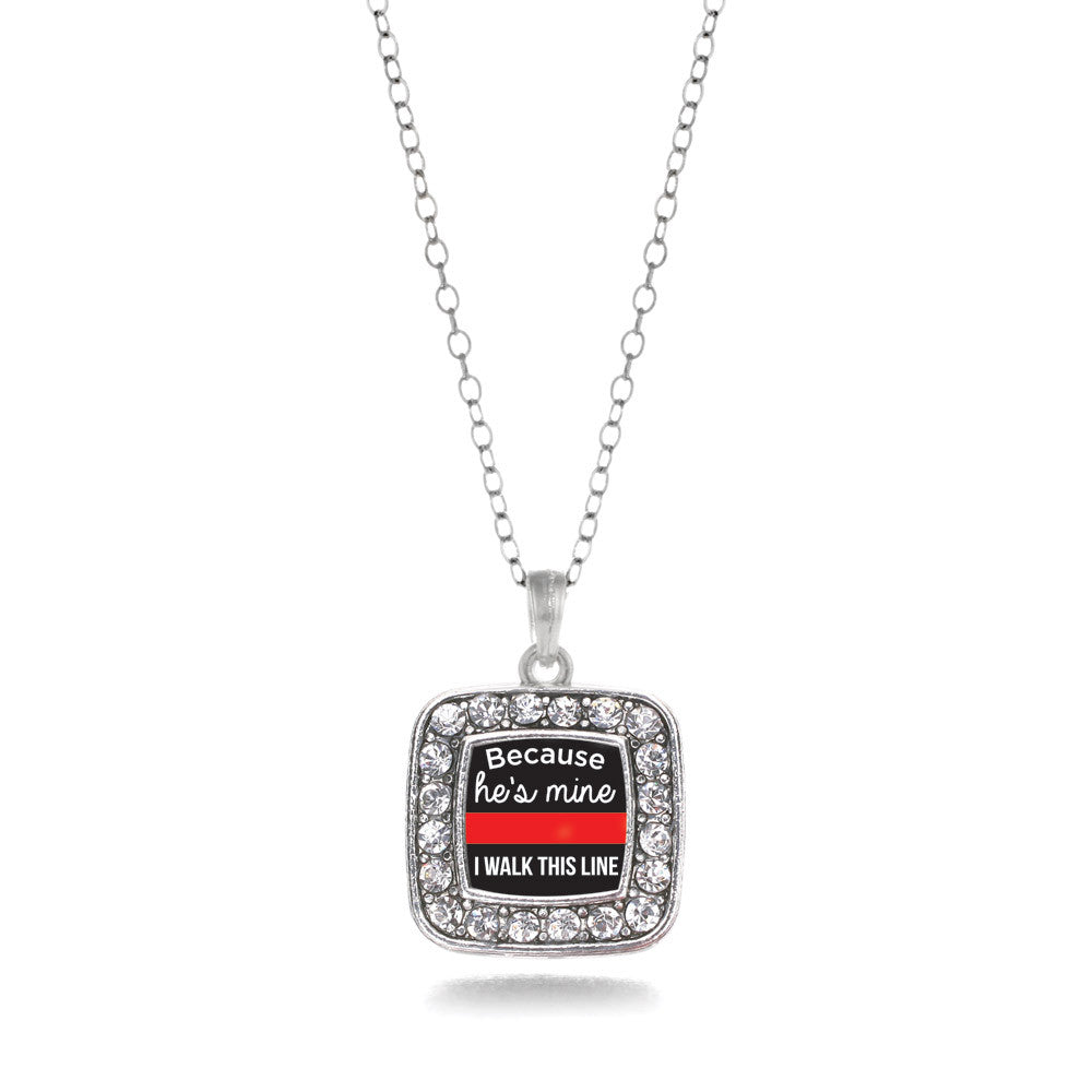 Because He's Mine Red Line Square Charm