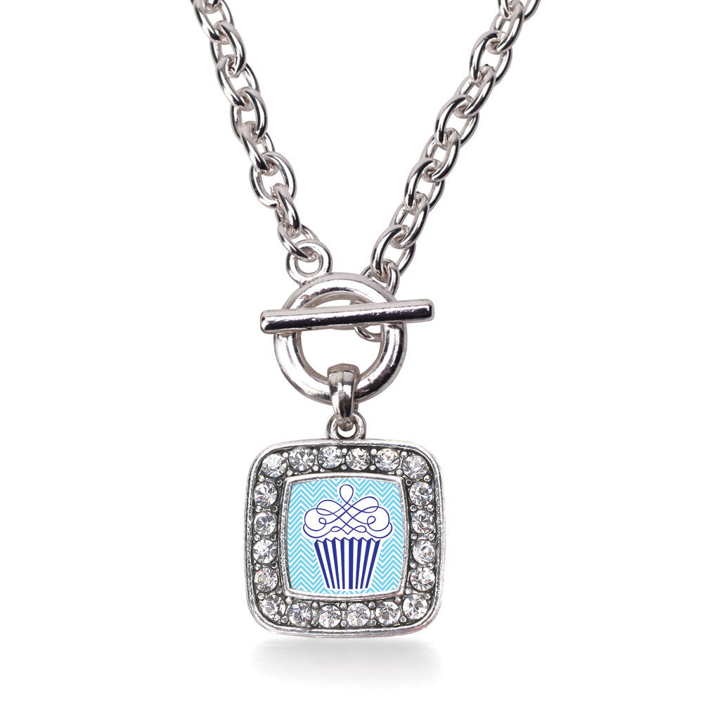 Blue Chevron Cupcake Square Charm