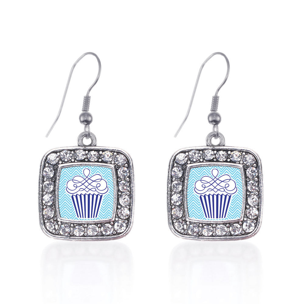 Blue Chevron Cupcake Square Charm