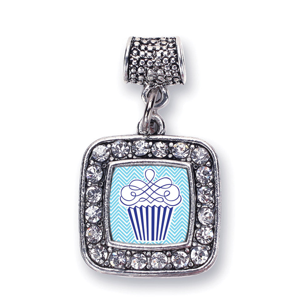 Blue Chevron Cupcake Square Charm