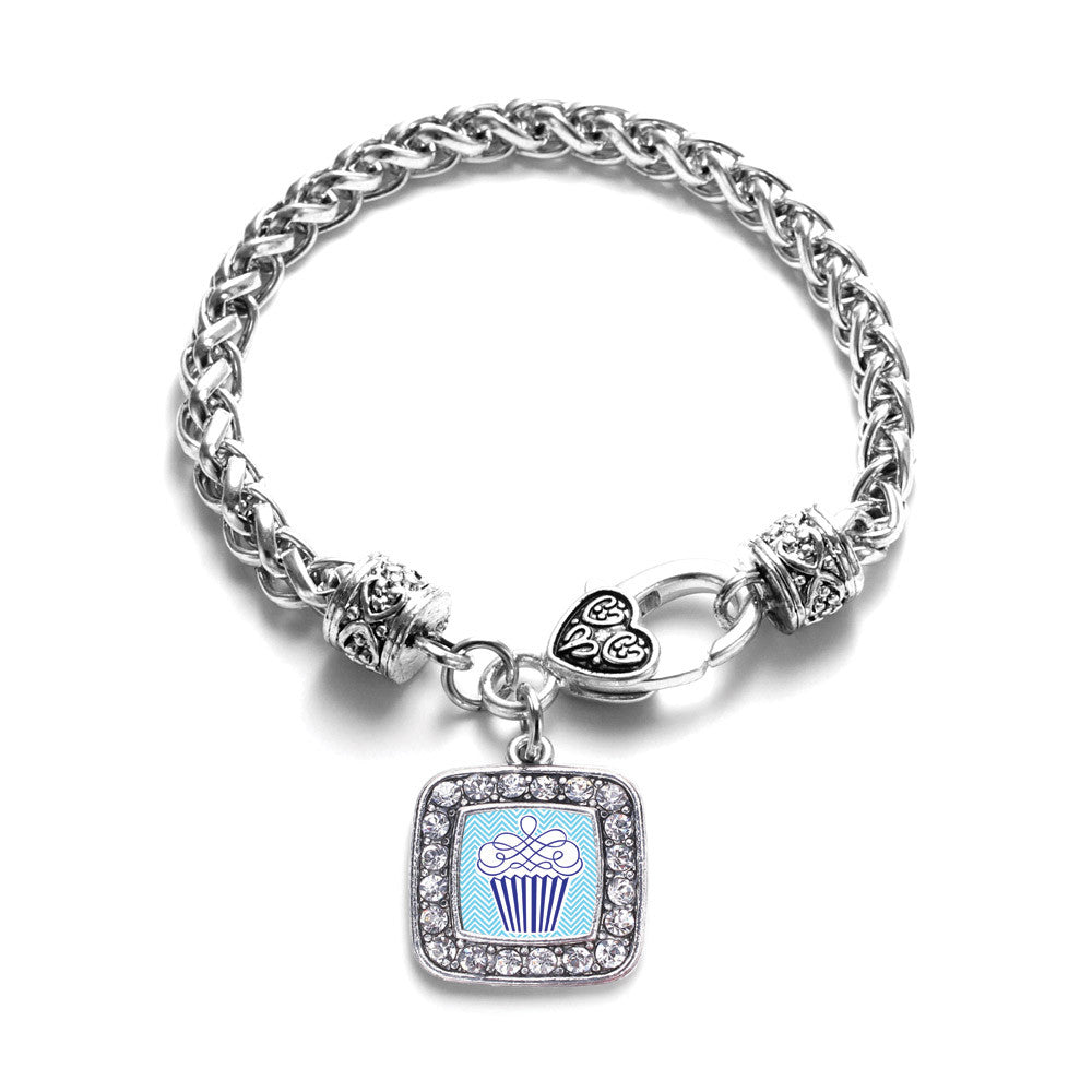 Blue Chevron Cupcake Square Charm