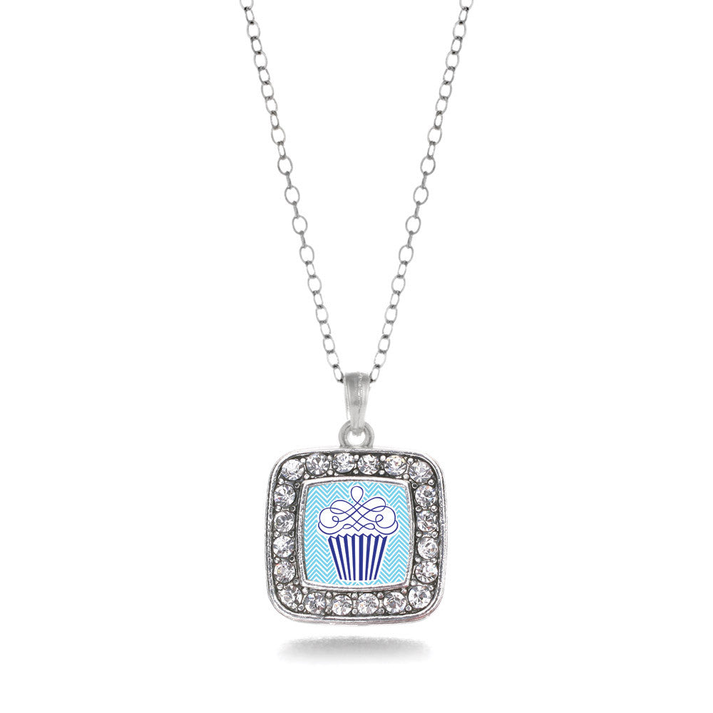 Blue Chevron Cupcake Square Charm