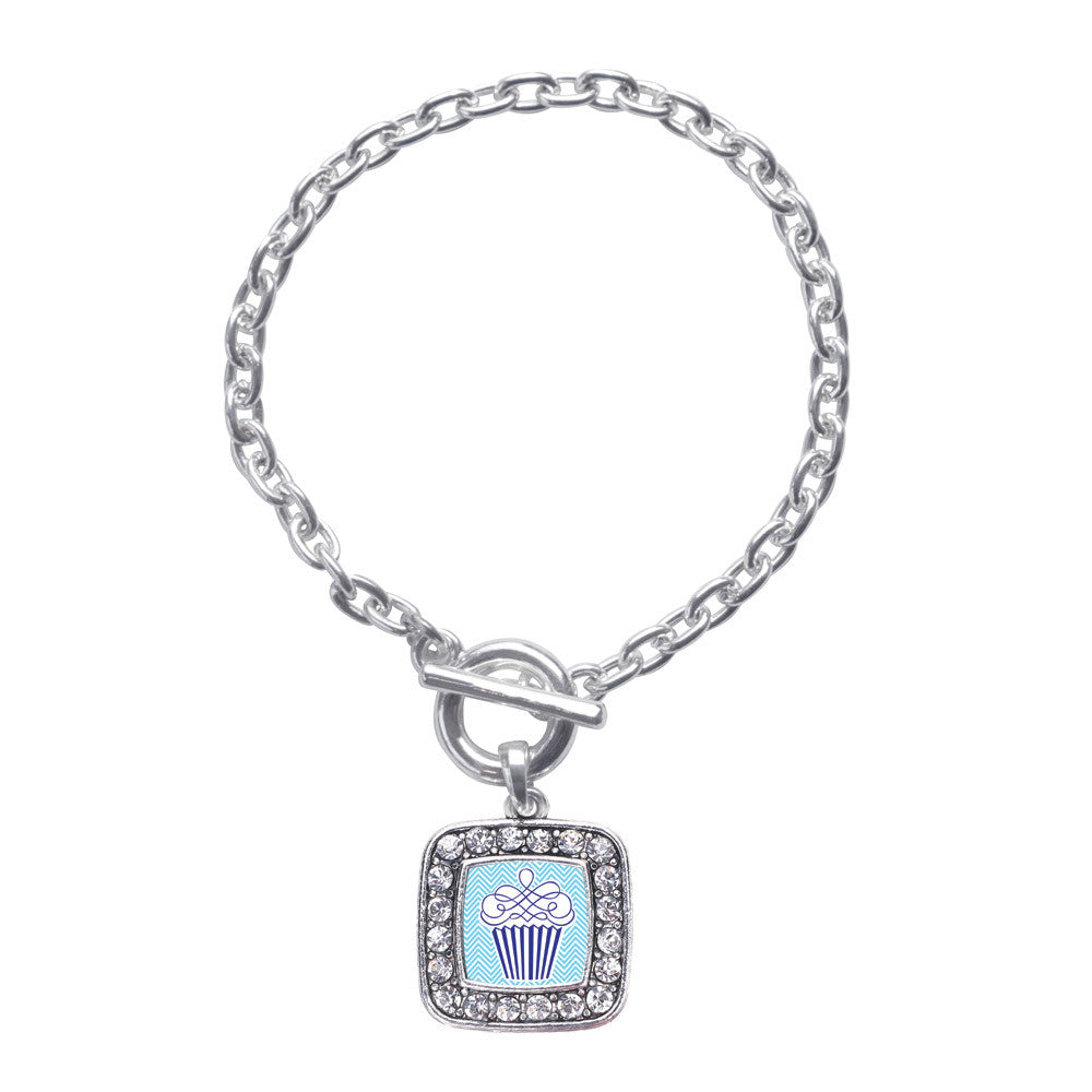 Blue Chevron Cupcake Square Charm
