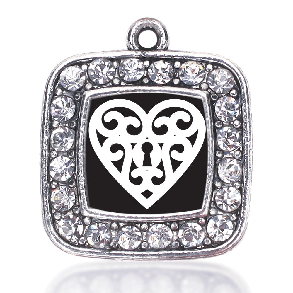 Heart Shaped Lock  Square Charm