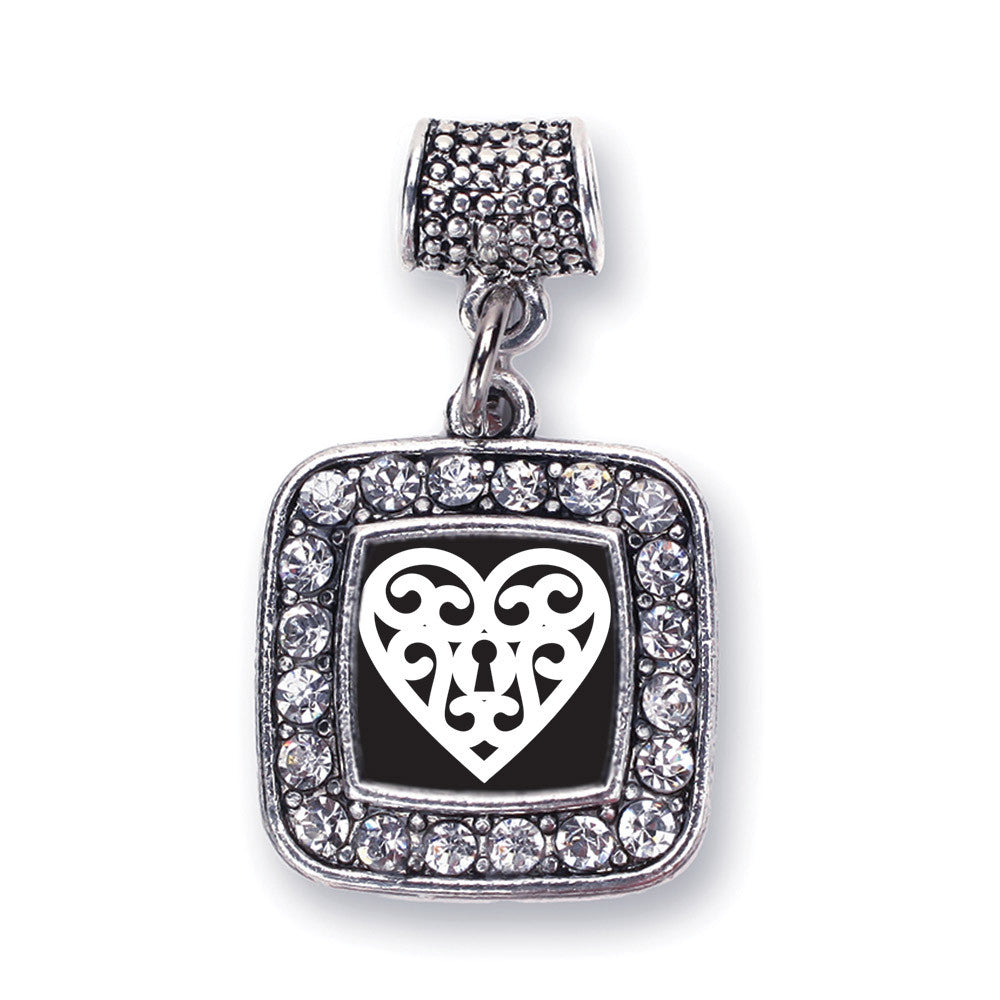 Heart Shaped Lock  Square Charm