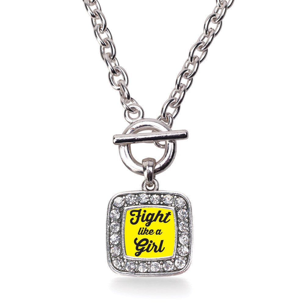 Fight Like A Girl Yellow Ribbon Square Charm