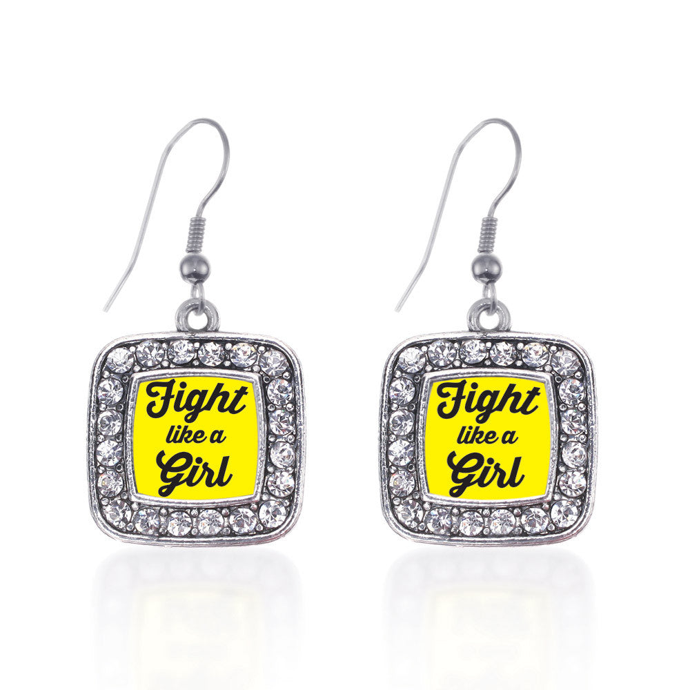 Fight Like A Girl Yellow Ribbon Square Charm