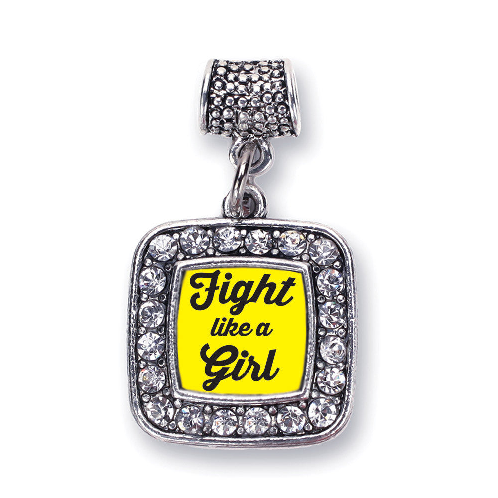 Fight Like A Girl Yellow Ribbon Square Charm