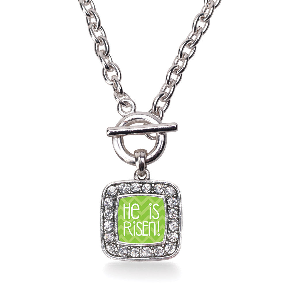 He is Risen Green Chevron Patterned Square Charm