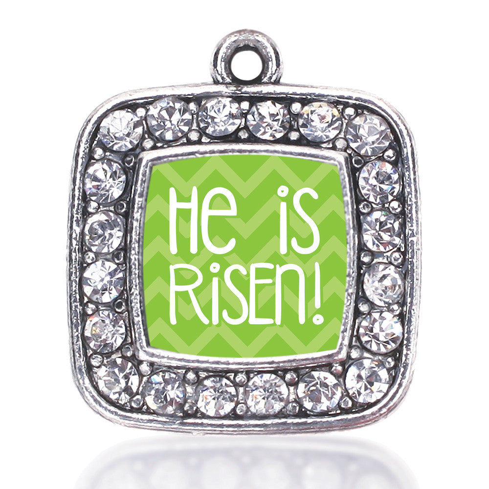 He is Risen Green Chevron Patterned Square Charm