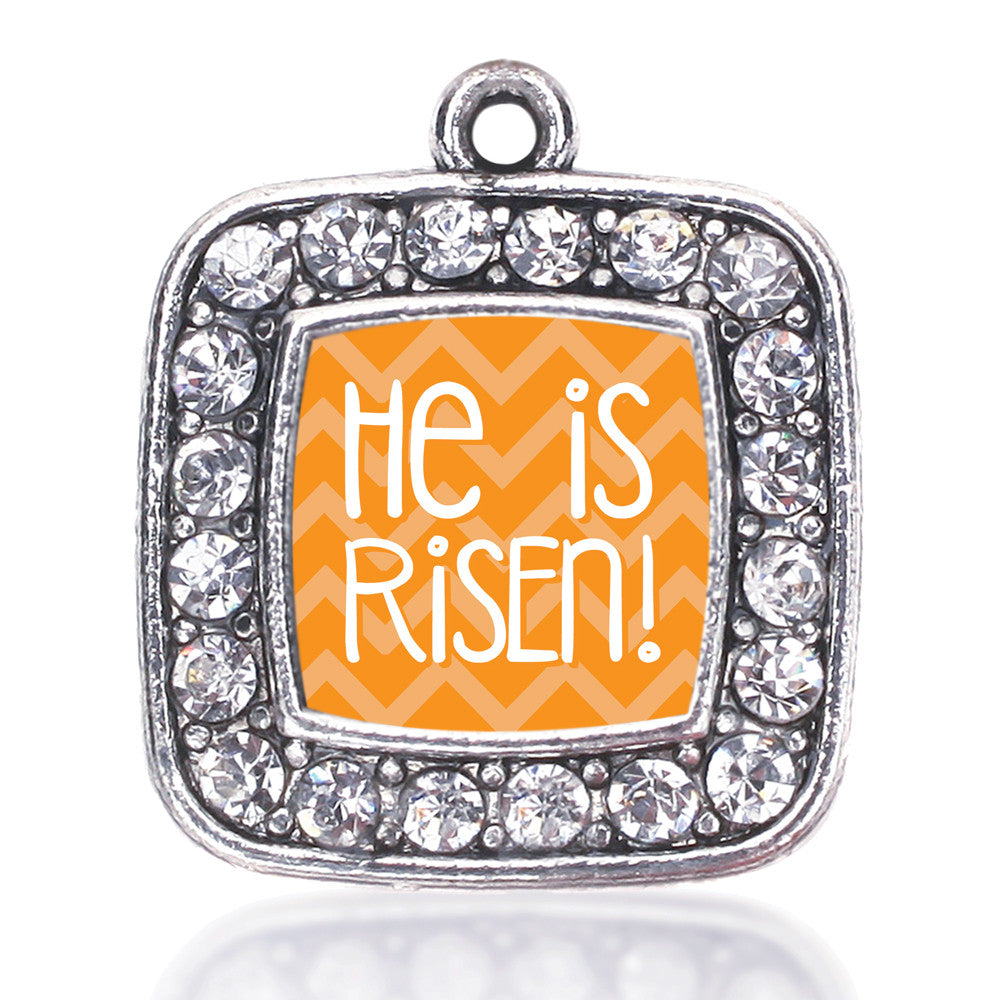 He is Risen Orange Chevron Patterned  Square Charm