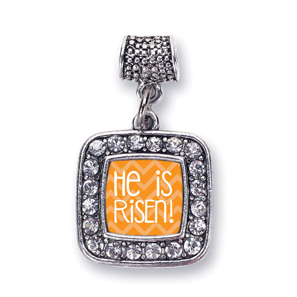 He is Risen Orange Chevron Patterned  Square Charm