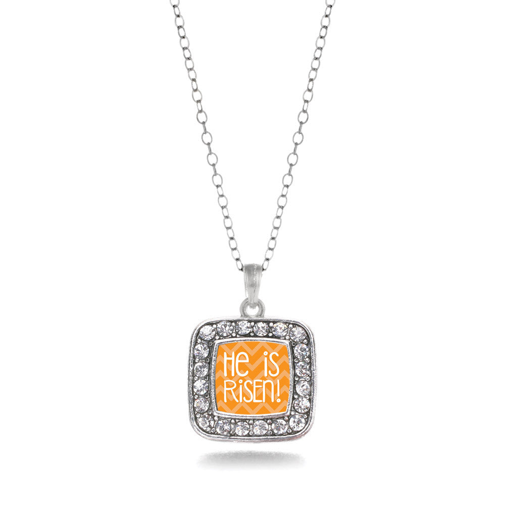 He is Risen Orange Chevron Patterned  Square Charm