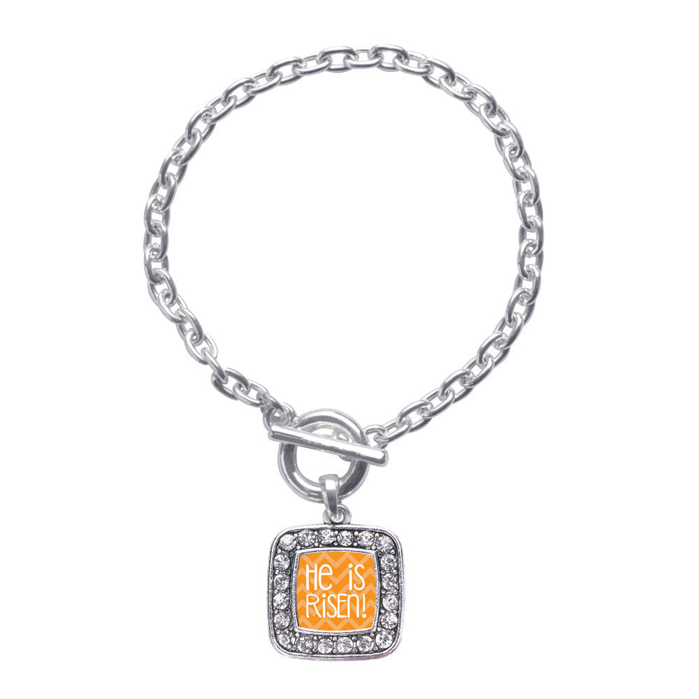 He is Risen Orange Chevron Patterned  Square Charm