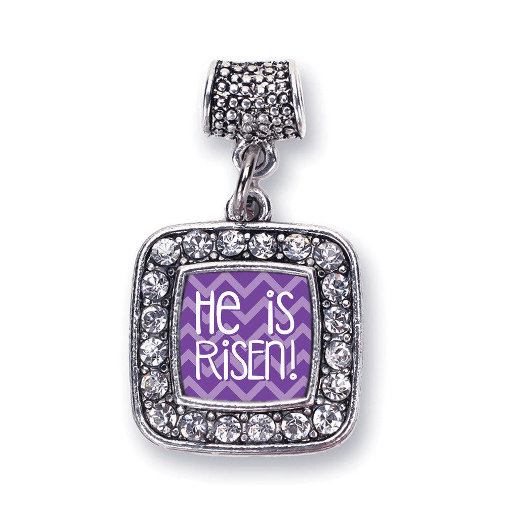 He is Risen Purple Chevron Patterned Square Charm