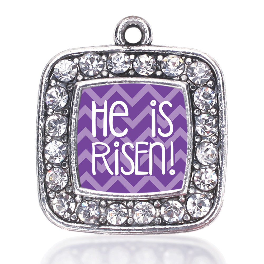 He is Risen Purple Chevron Patterned Square Charm