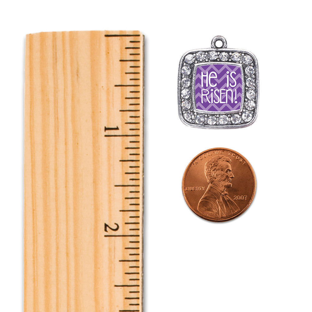 He is Risen Purple Chevron Patterned Square Charm