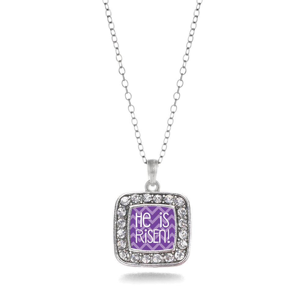 He is Risen Purple Chevron Patterned Square Charm