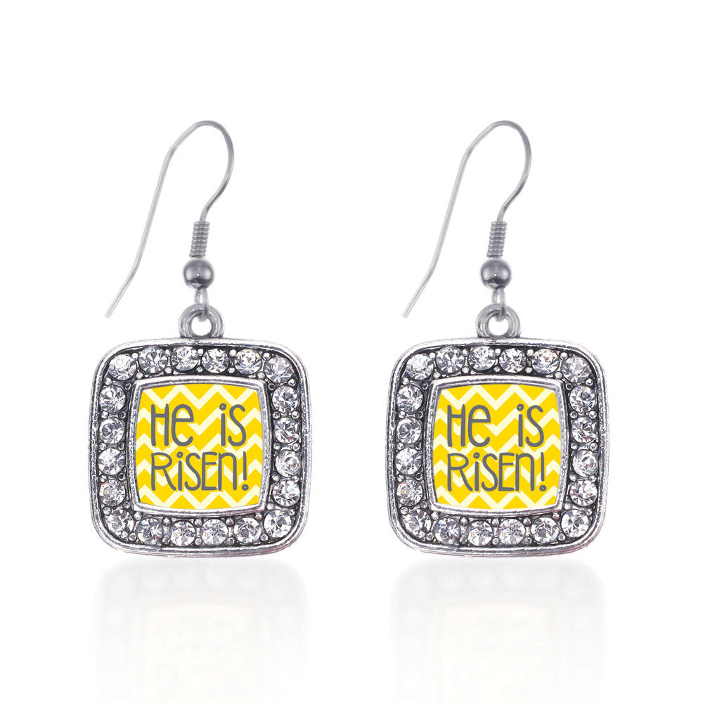 He is Risen Yellow Chevron Patterned Square Charm