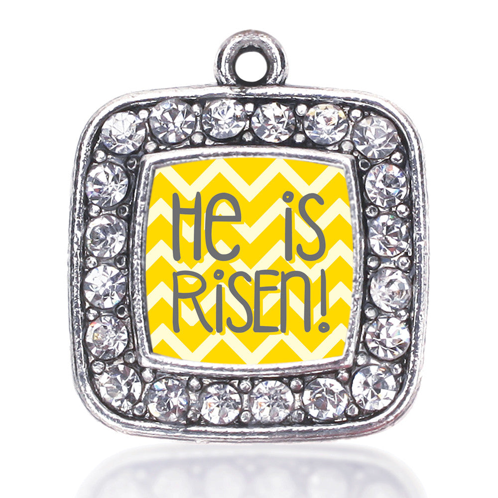 He is Risen Yellow Chevron Patterned Square Charm