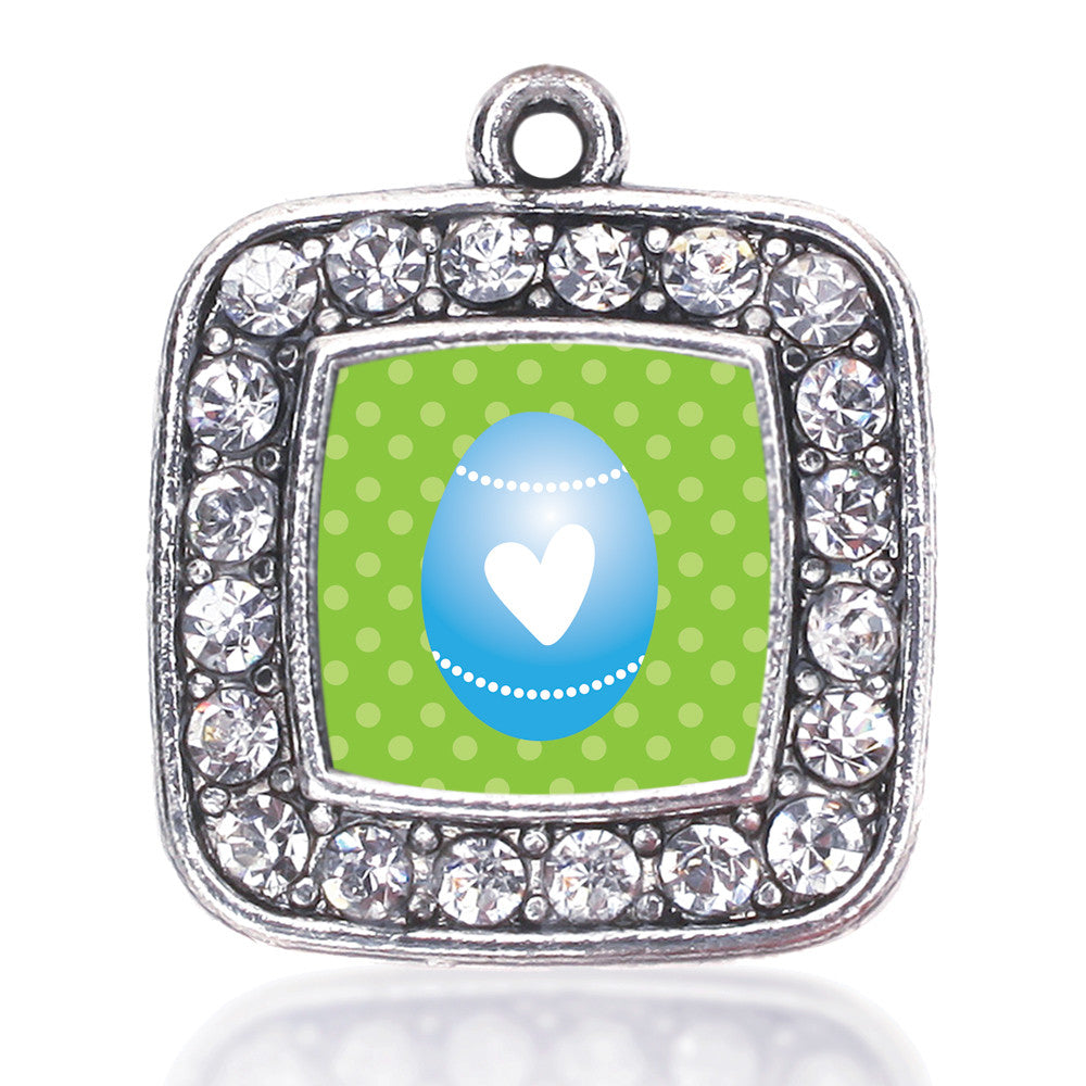 Blue Easter Egg Square Charm