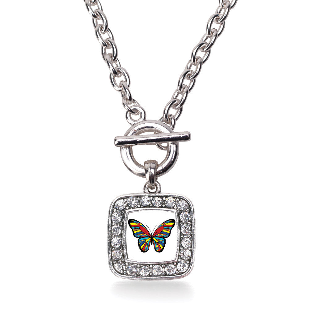 Autism Awareness Butterfly Square Charm
