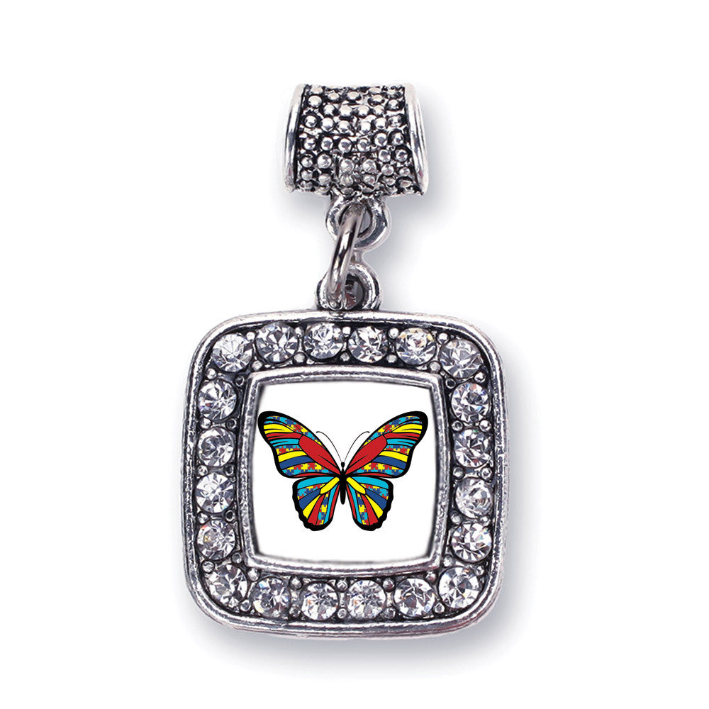 Autism Awareness Butterfly Square Charm