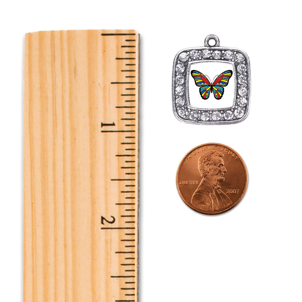 Autism Awareness Butterfly Square Charm