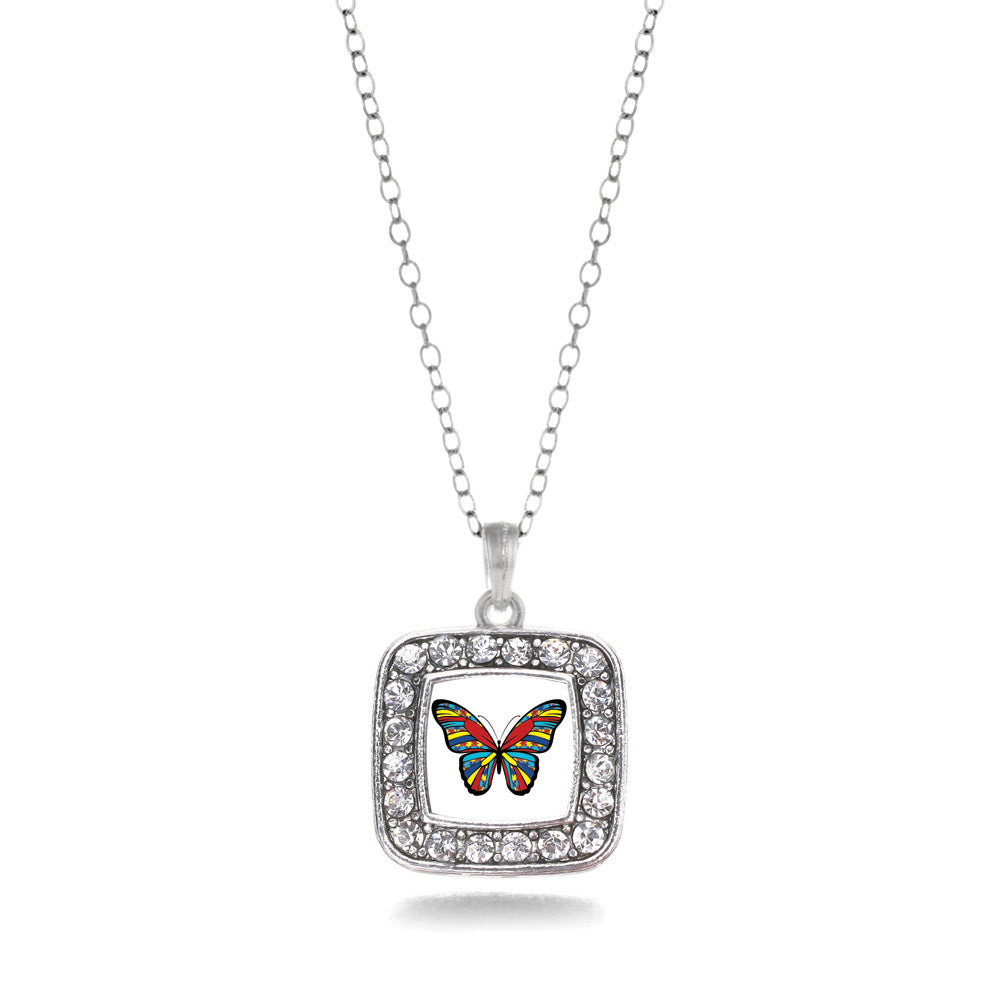 Autism Awareness Butterfly Square Charm