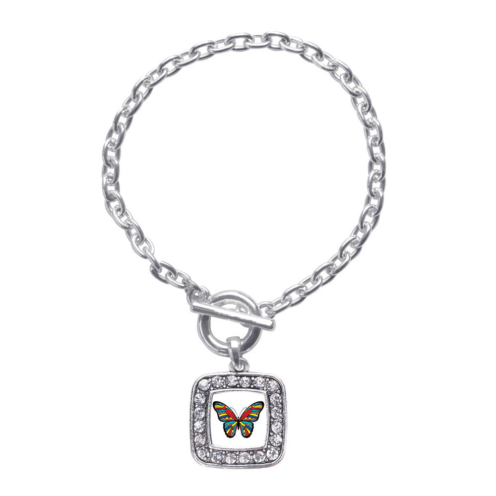 Autism Awareness Butterfly Square Charm
