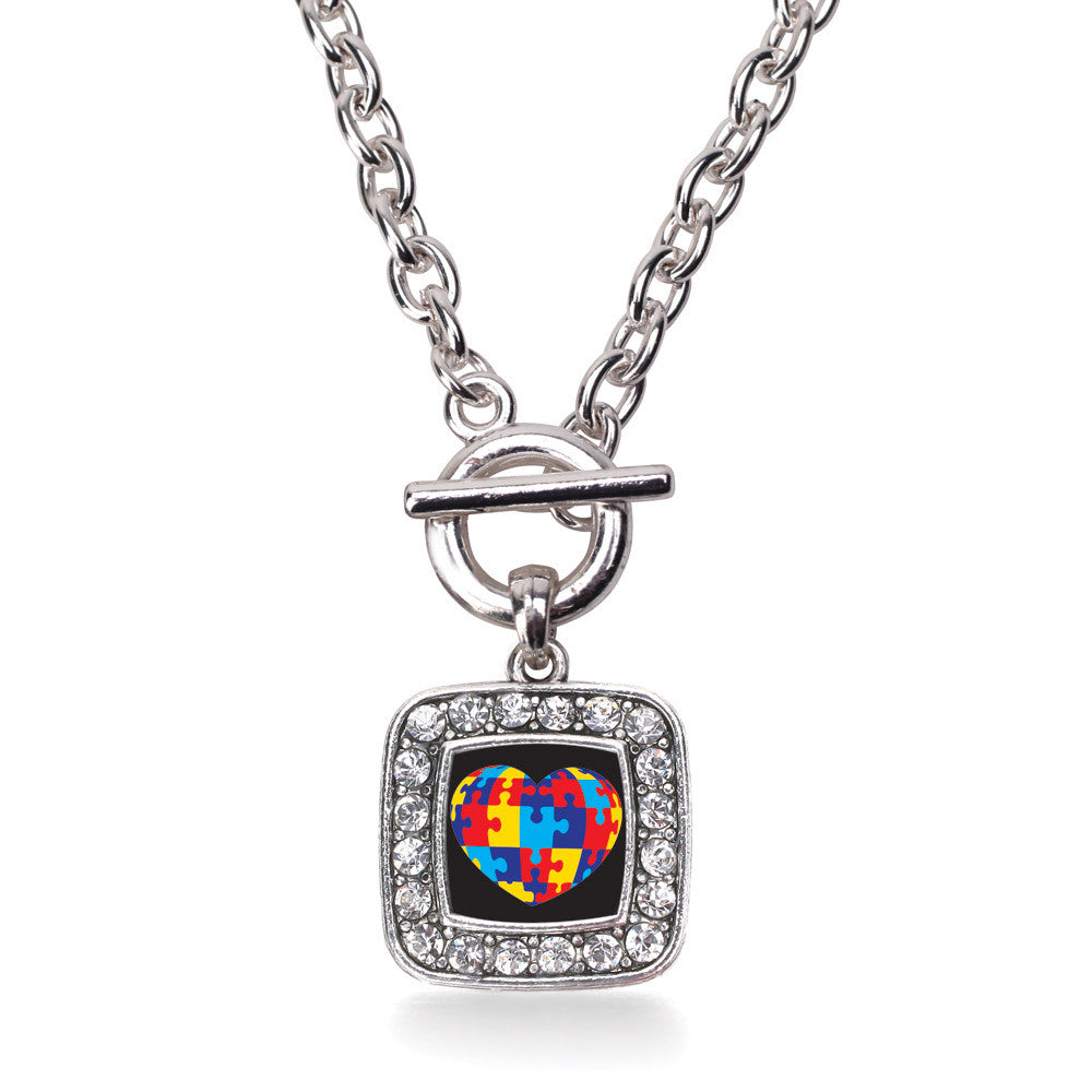 Autism Awareness Heart Square Charm