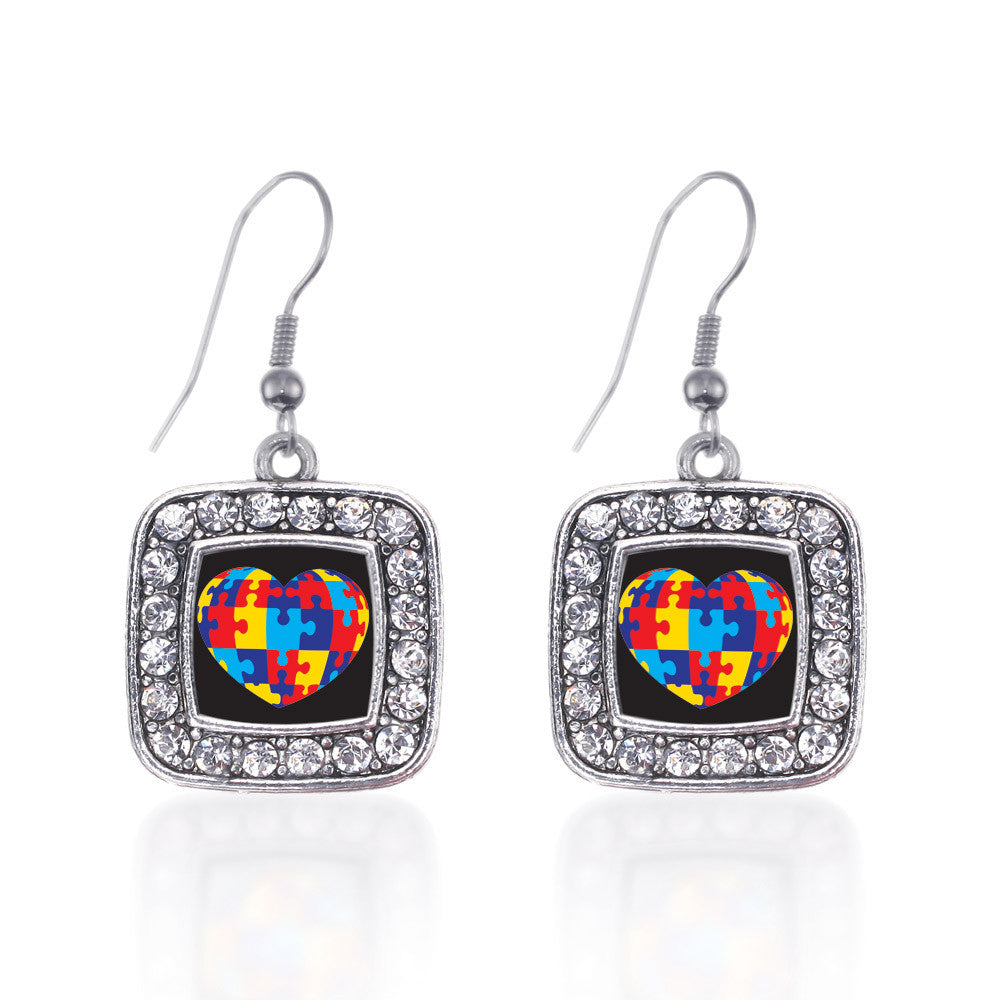 Autism Awareness Heart Square Charm