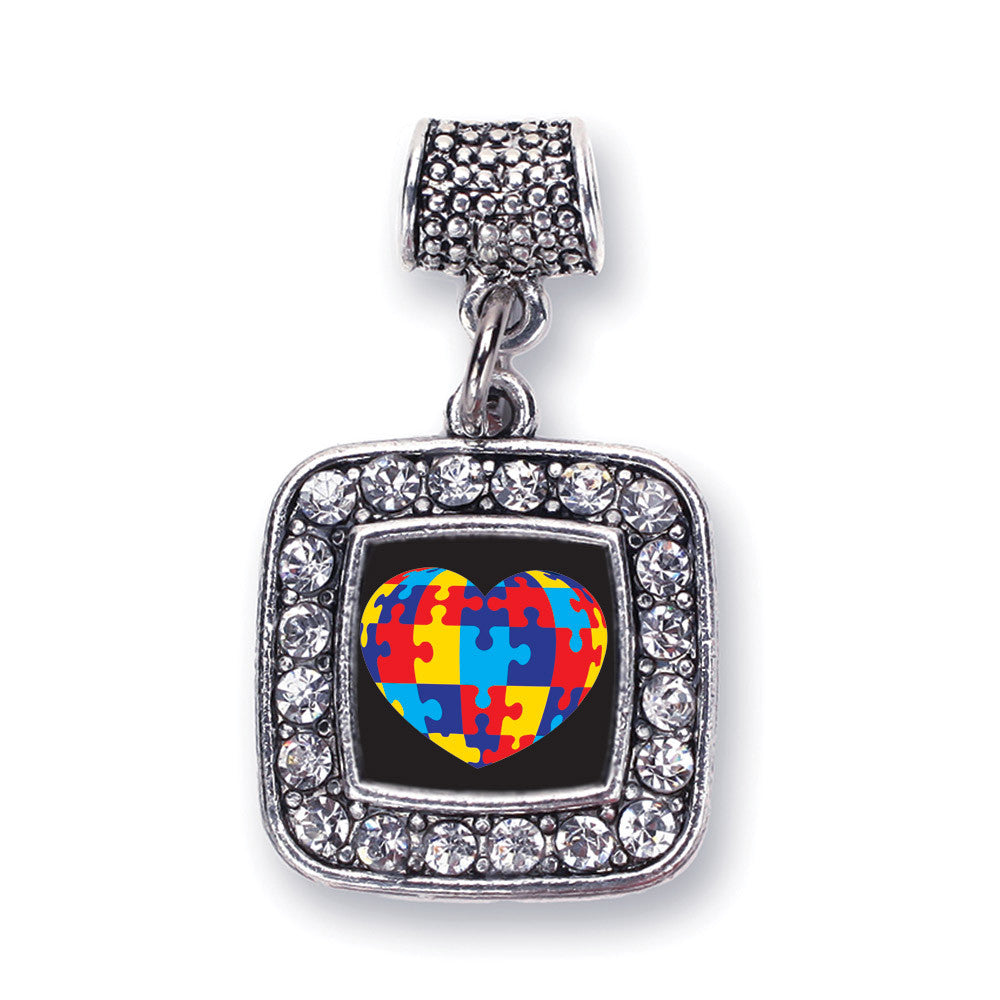 Autism Awareness Heart Square Charm