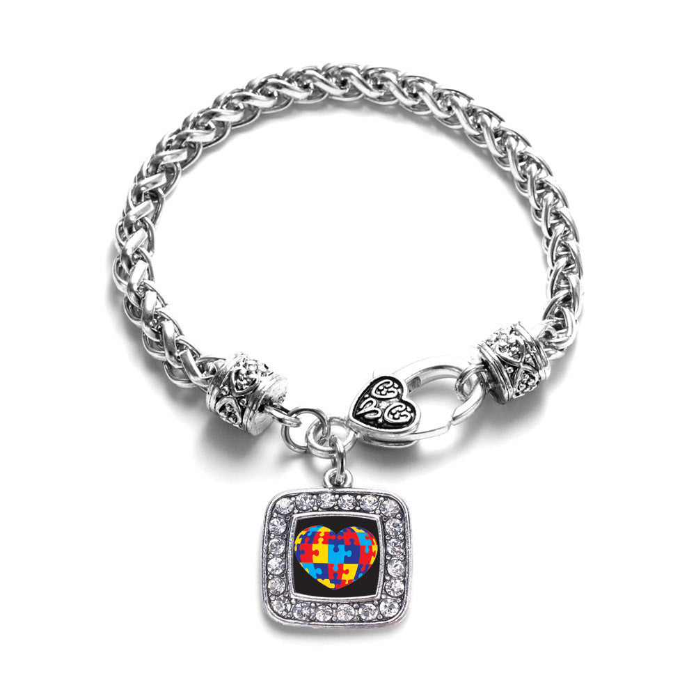 Autism Awareness Heart Square Charm
