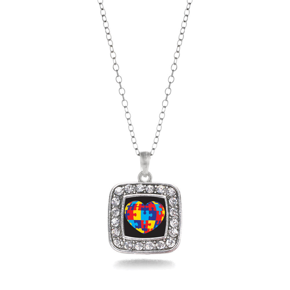 Autism Awareness Heart Square Charm