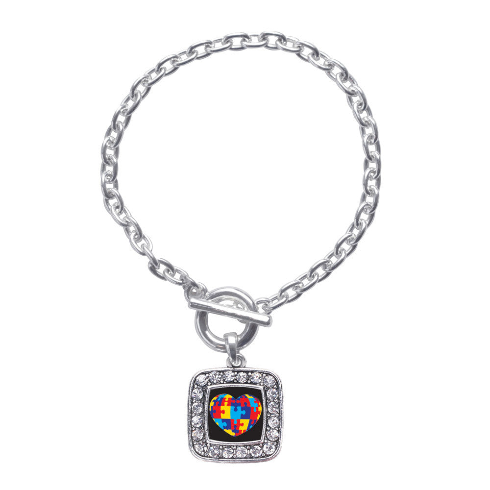 Autism Awareness Heart Square Charm