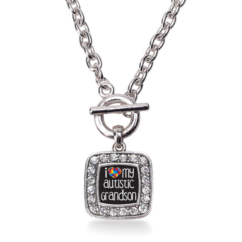 I Love My Autistic Grandson Square Charm
