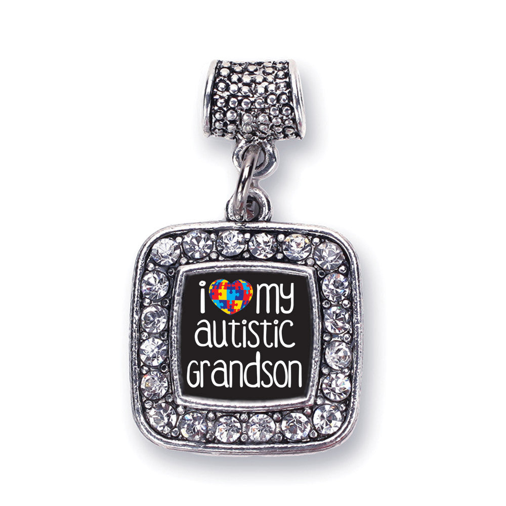 I Love My Autistic Grandson Square Charm