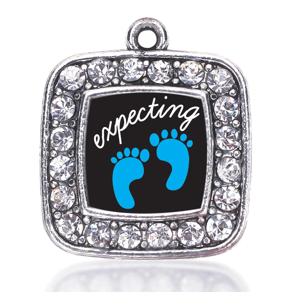Expecting A Boy Footprints Square Charm