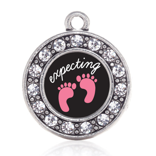 Expecting A Girl Footprints Circle Charm